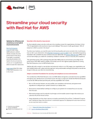 first page of Streamline your cloud security with Red Hat for AWS pdf