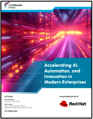 Front cover of Accelerating AI, automation, and innovation in modern enterprises analyst paper