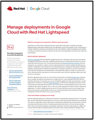 First page of Effectively manage deployments in Google Cloud with Red Hat Lightspeed overview