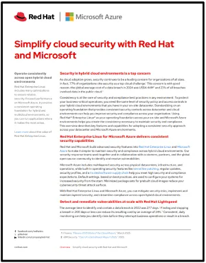 First page of Simplify cloud security with Red Hat and Microsoft overview