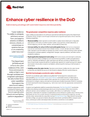 Image of first page of Enhance cyber resilience in the DoD pdf