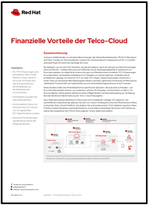First page of Finanzielle Vorteile der Telco-Cloud overview