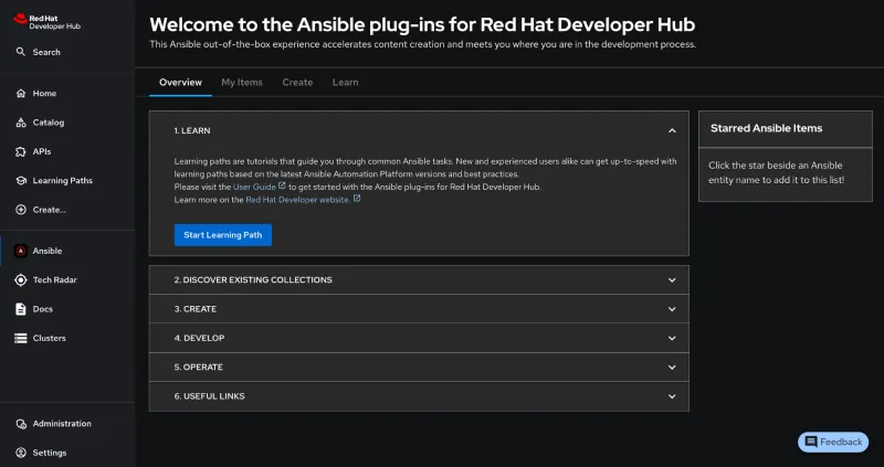 Ansible plug-ins for Red Hat Developer Hub