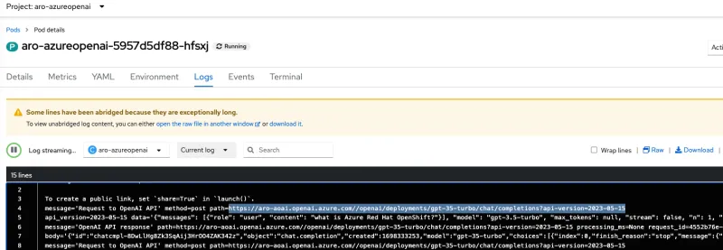 Screenshot of Azure Red Hat OpenShift console