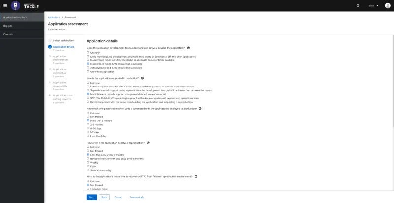 Pathfinder application assessment view