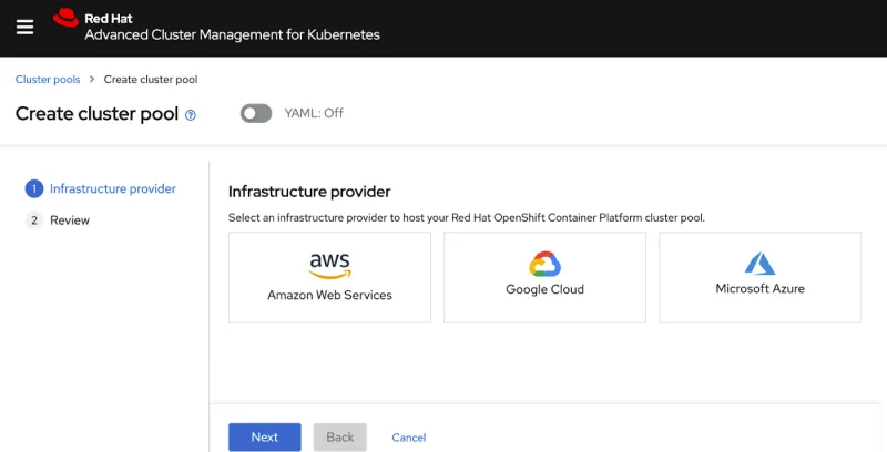 Create a cluster pool on AWS, GCP, Azure