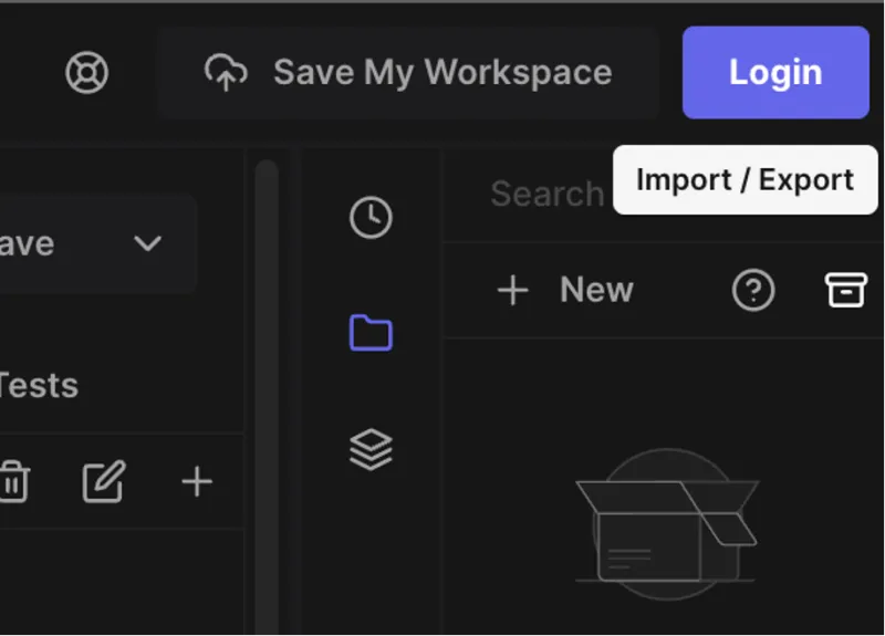 Hoppscotch import/export button