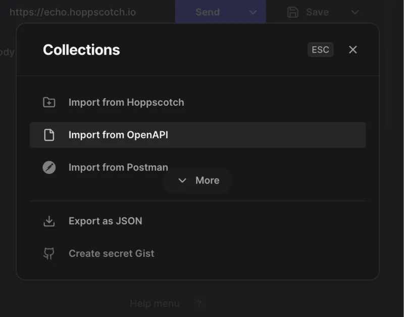 Select Import from OpenAPI