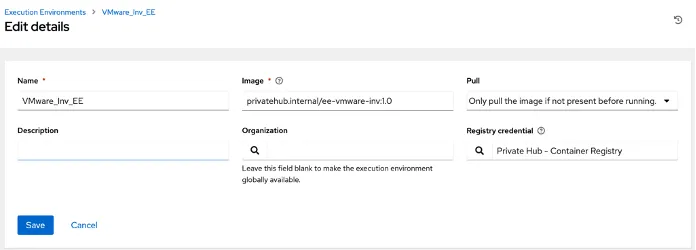 Populate the execution environment details