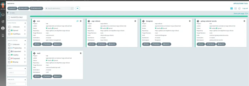 Argo UI shows a successful deployment