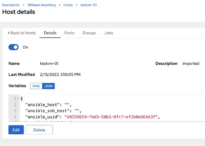 Host details variables