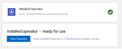 MetalLB operator reports ready for use