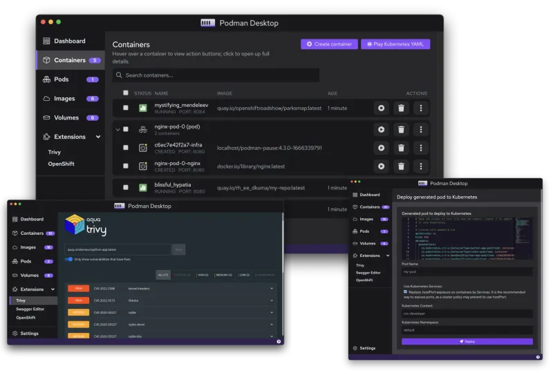 Podman desktop screenshot