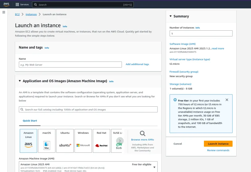 AWS Console: Browser the AMI catalog button