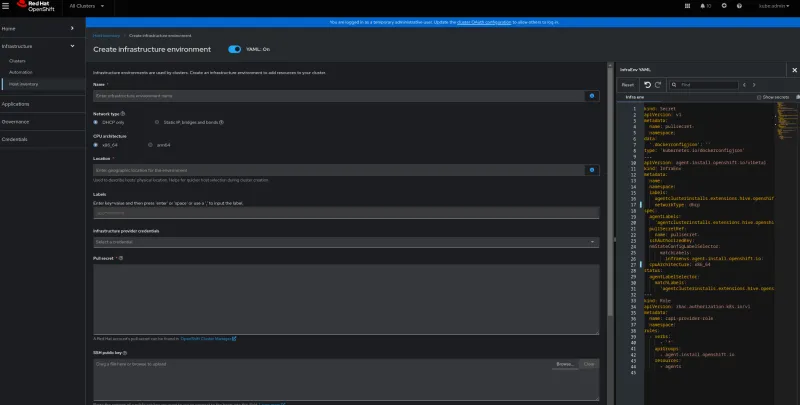 Create infrastructure environment