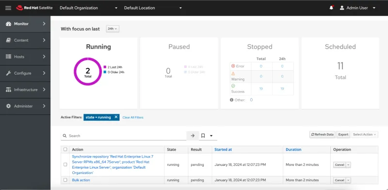 Review currently running tasks