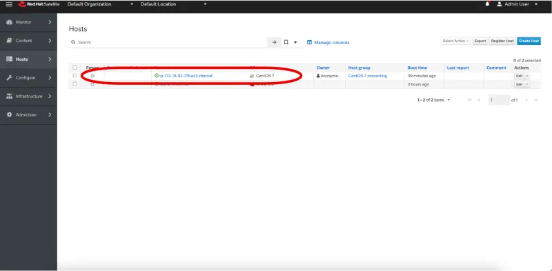 CentOS Linux 7.9 system as seen in Red Hat Satellite’s inventory