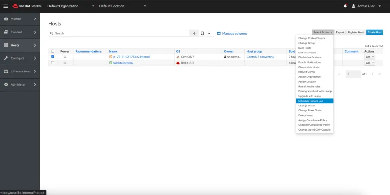 Scheduling a remote job with Red Hat Satellite