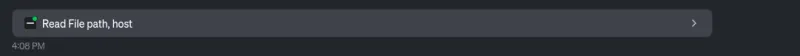 Screenshot showing MCP server Read File tool call made by the LLM