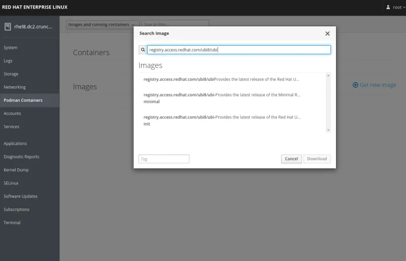 Figure 1: Searching the registry for an image