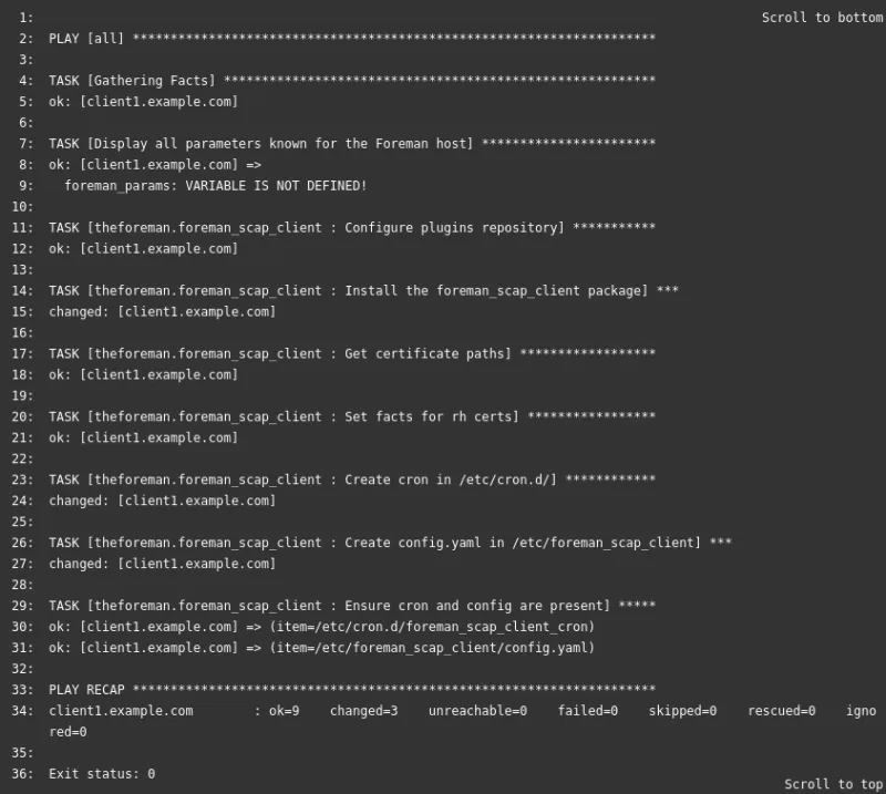The details of the Ansible role run
