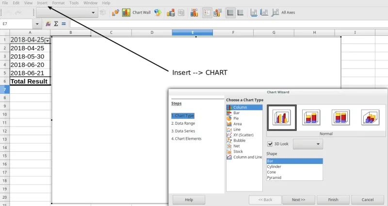 Showing pivot table as a graph