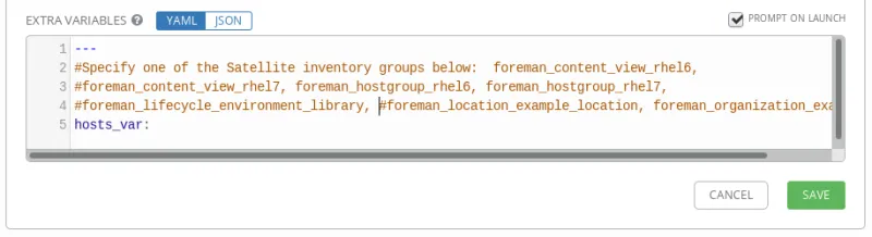 Configuring the job template