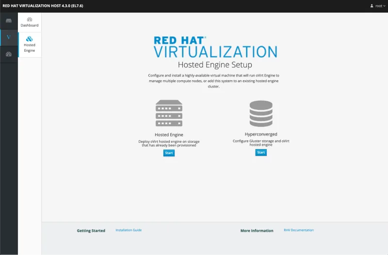 Red Hat Virtualization Setup Dialog