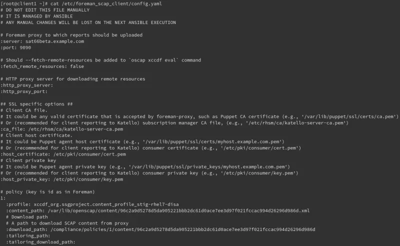 Output of config file