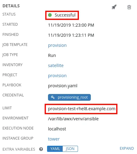 Successful provisioning