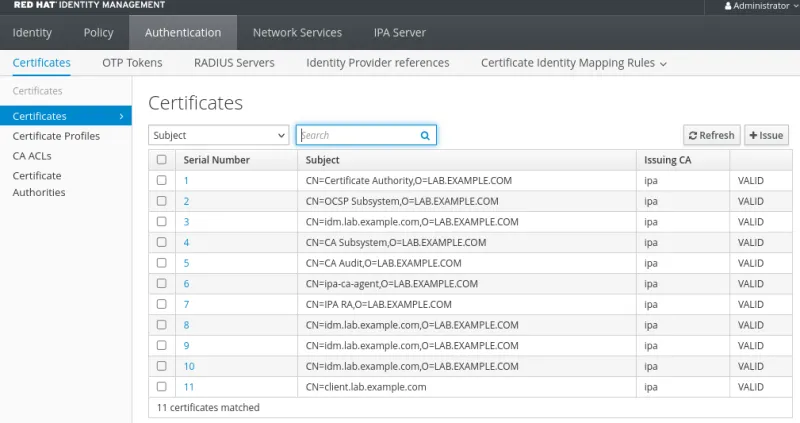 IdM GUI Certificates with sequential serial numbers
