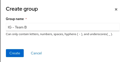 Insights screenshot to create group