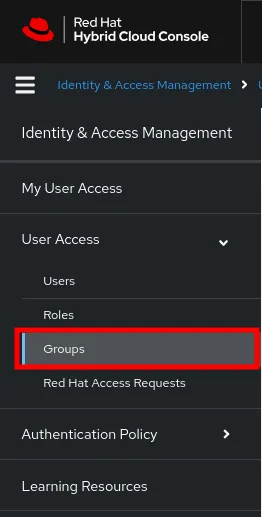 Insights screenshot to navigate to User Access > Groups