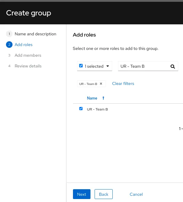 Insights screenshot to add roles to group