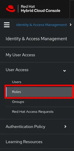 Insights screenshot to navigate to User Access > Roles