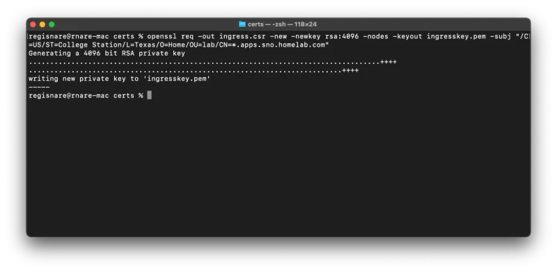 Screenshot of a terminal window showing the results of the previous command
