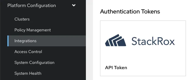 API Token creation via RHACS console