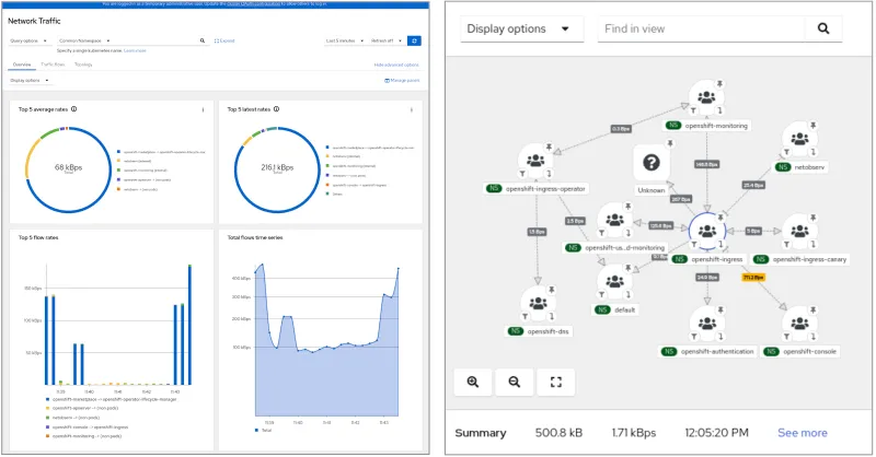 visualizations from the OpenShift Network Observability Operator