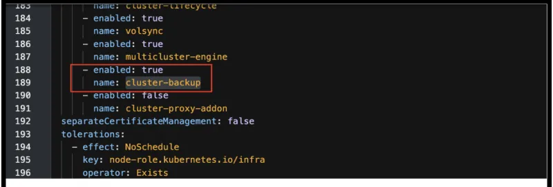 Setting cluster backup option