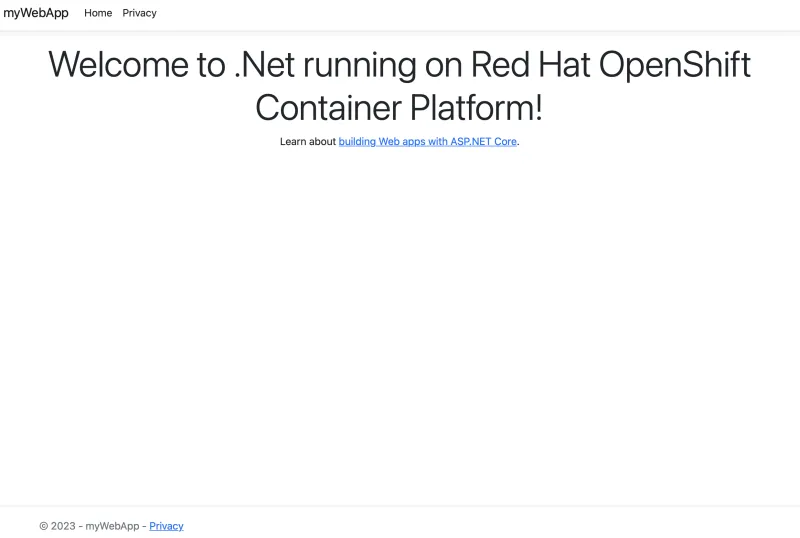 Web App Welcome screen