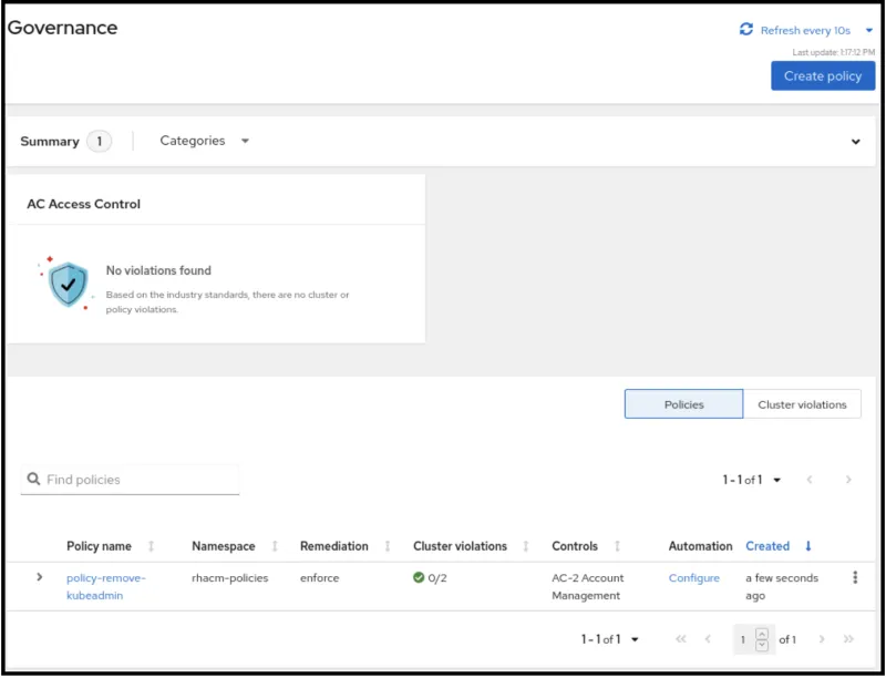 governance-remove-kubeadmin