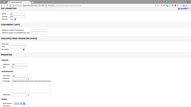 Guacamole SSh connection