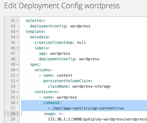 Edit deployment config