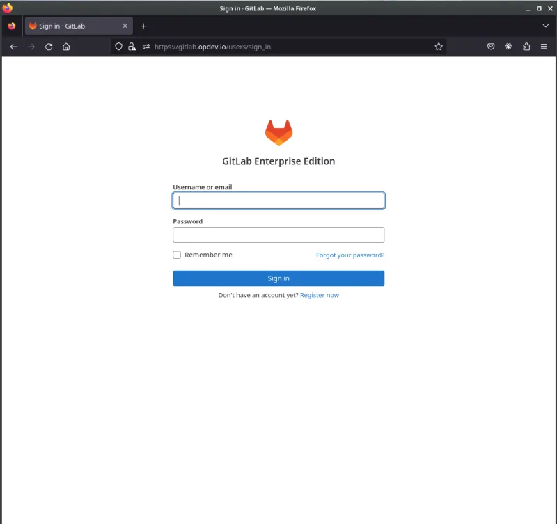 Screenshot of the GitLab Enterprise Edition login page