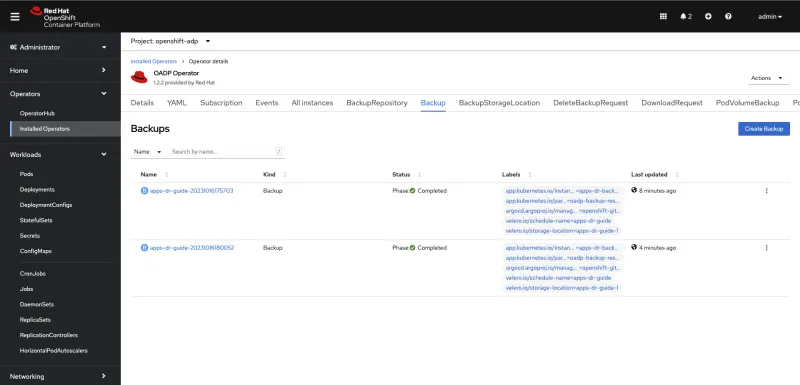 ocp-apps-backup-list