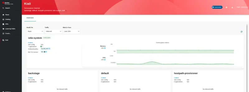 Kiali Backstage plugin is developer preview