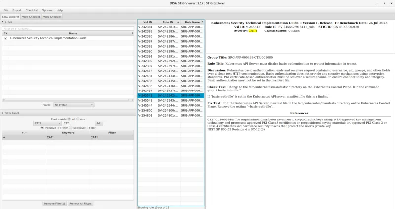 Screenshot of DISA STIG Viewer