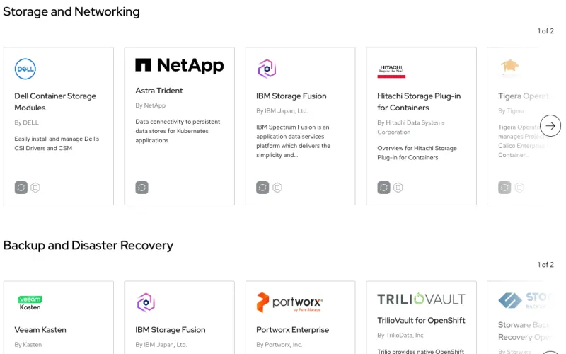 OpenShift Virtualization ecosystem partners screenshot