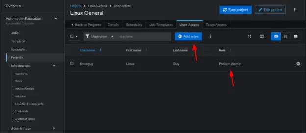 On the User Access tab of the Project details page you find that the user that created the project is, because of the new “Add Project” permission, now Project Admin of the project the user created.