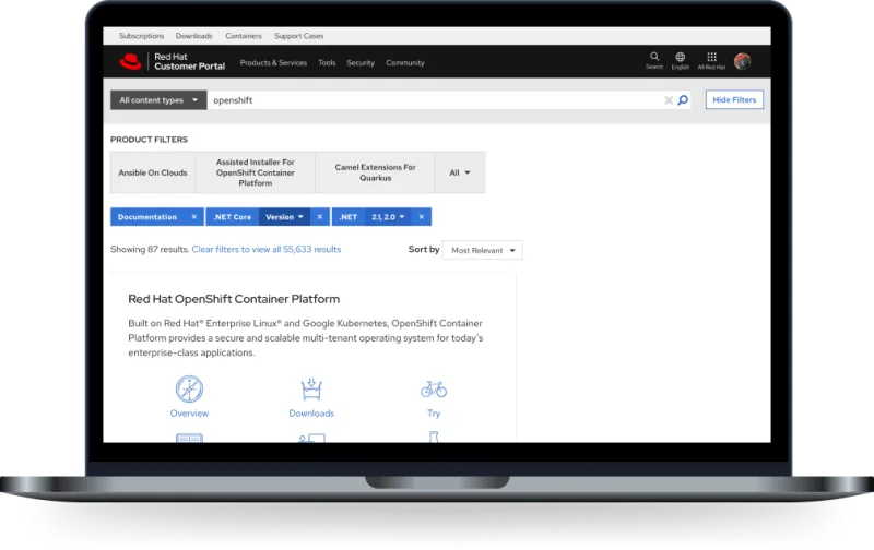 Red Hat Customer Portal - old search design